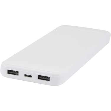 Logo trade meened foto: Adhil 10 000 mAh 10W taaskasutatud plastist akupank kahe sisseehitatud kaabliga