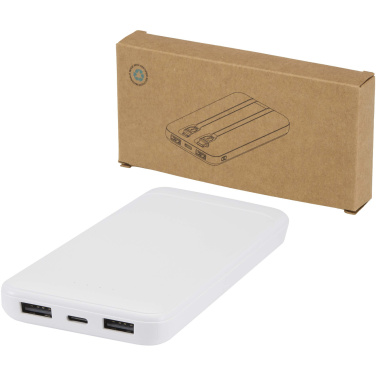 Logo trade meened foto: Adhil 10 000 mAh 10W taaskasutatud plastist akupank kahe sisseehitatud kaabliga