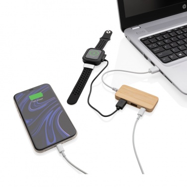 Logotrade mainoslahjat kuva: Bambuinen USB tyypin C hub