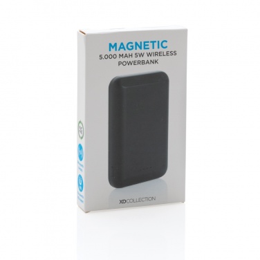 Logo trade mainoslahja ja liikelahja tuotekuva: Magneettinen 5000mAh 5W langaton virtapankki