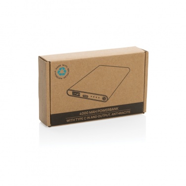 Logotrade liikelahja tuotekuva: 4000mAh virtapankki USB-C:llä RCS muovista/alumiinista