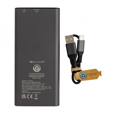 Logo trade liikelahjat mainoslahjat kuva: Terra RCS alumiininen 20w 20000mAh varavirtalähde