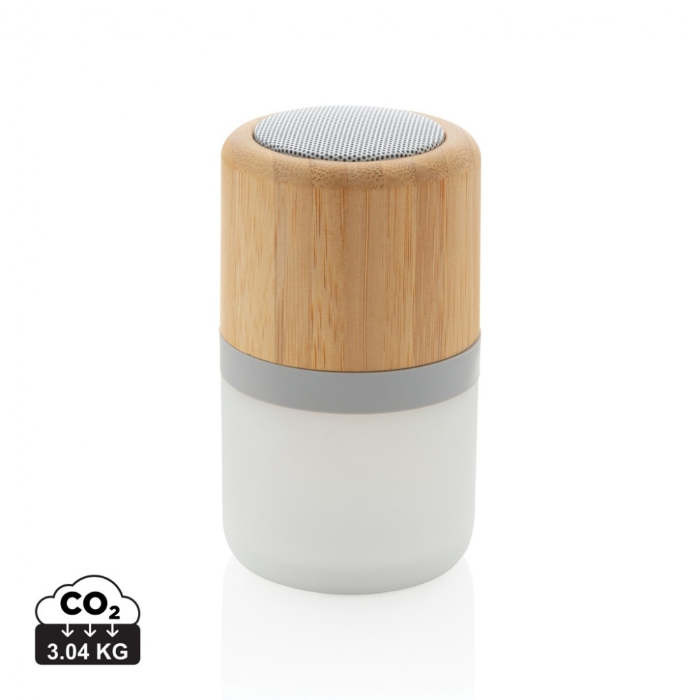 Logo trade mainoslahjat tuotekuva: Bamboo 3W kaiutin väriä vaihtavalla valolla
