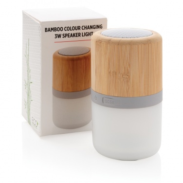 Logotrade liikelahjat mainoslahjat tuotekuva: Bamboo 3W kaiutin väriä vaihtavalla valolla