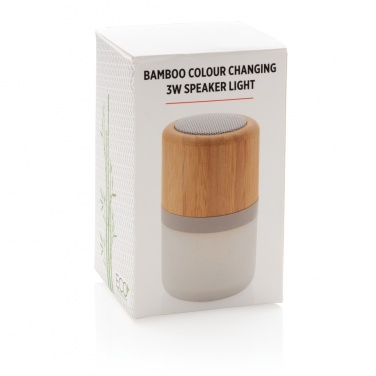 Logo trade mainostuotet tuotekuva: Bamboo 3W kaiutin väriä vaihtavalla valolla