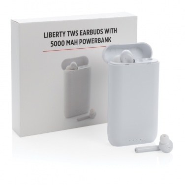 Logotrade liikelahjat mainoslahjat tuotekuva: Liberty TWS nappikuulokkeet 5.000 mAh varavirtalähteellä