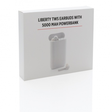 Logo trade liikelahja kuva: Liberty TWS nappikuulokkeet 5.000 mAh varavirtalähteellä