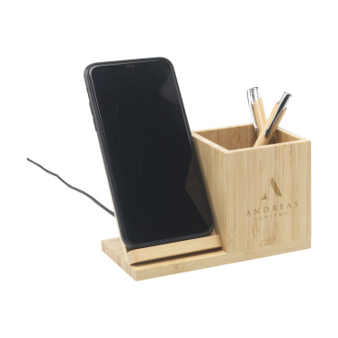 Logo trade liikelahjat tuotekuva: Bamboo Boss 15W laturi/kynäpidike