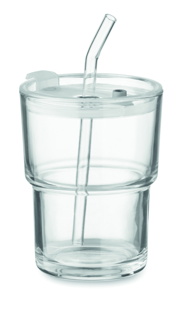 Logo trade mainoslahja kuva: Lasipullo pillillä 400ml