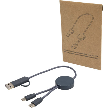 Logotrade logo dāvanas foto: Citala 5-in-1 pārstrādāta plastmasas 30 cm datu sinhronizācija un 27W ātrās uzlādes kabelis