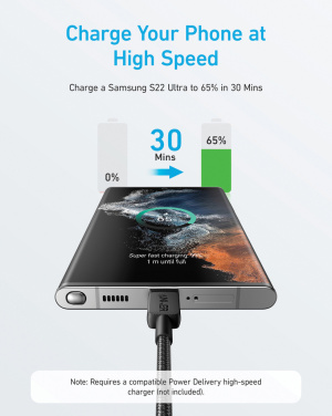 Логотрейд pекламные подарки картинка: Кабель Anker USB-C — USB-C 1,8 метра, 60 Вт