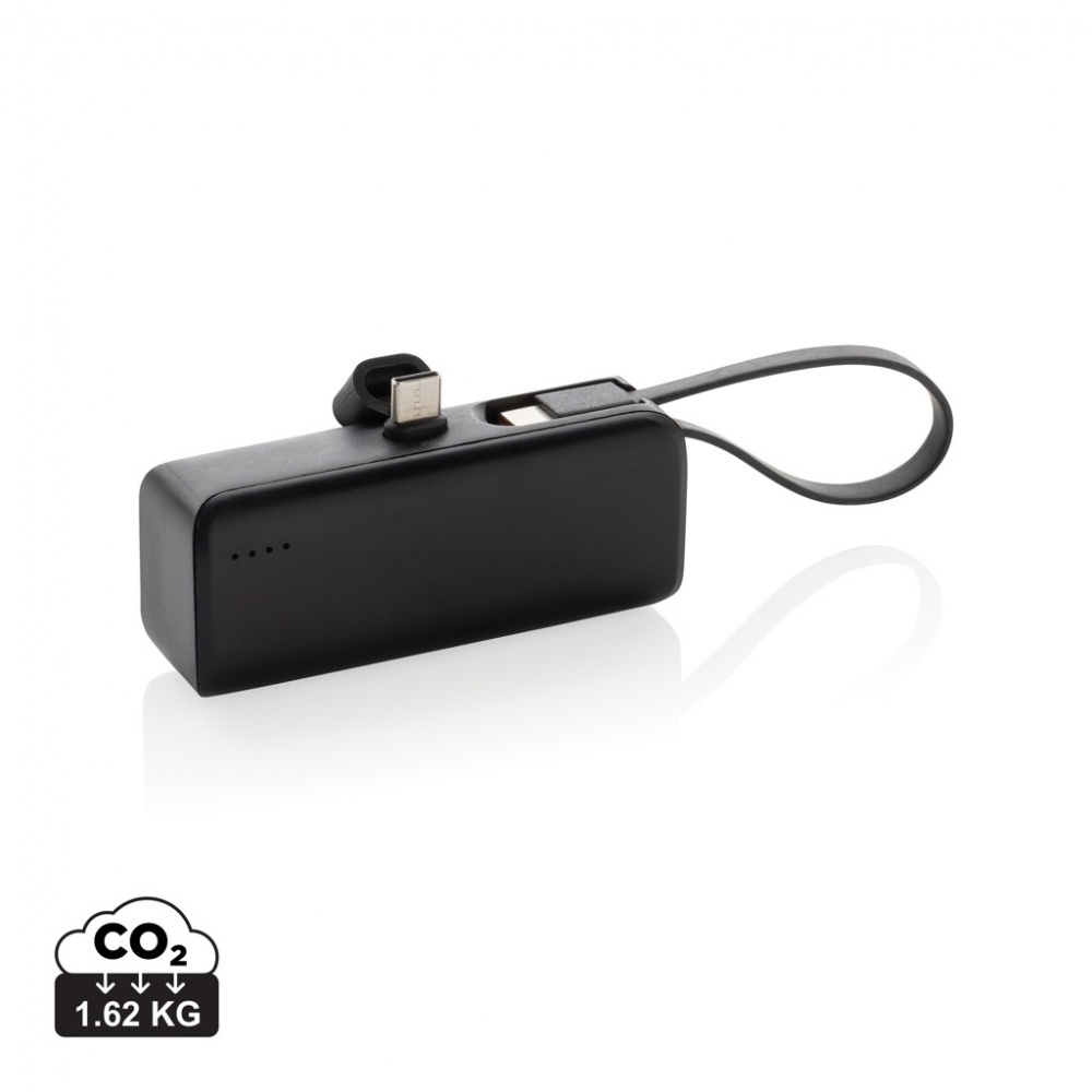 Logotrade presentreklam bild: Powerlink RCS rplast 3000 mAh powerbank USB C-kontakt