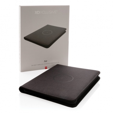 Logotrade presentreklam bild: Air A4 portfolio med trådlös laddning och powerbank