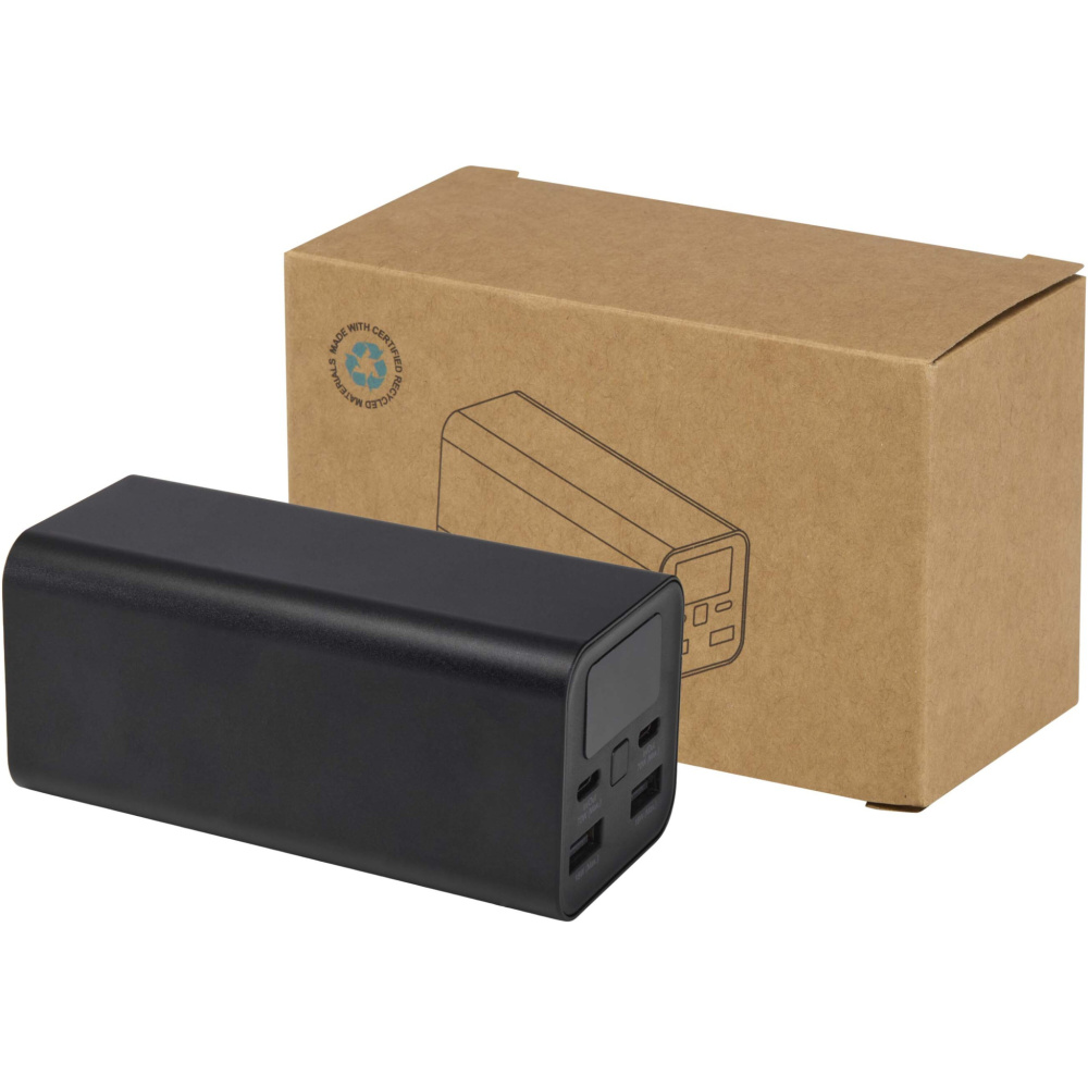 Logotrade profilreklam bild: Acamar 20 000 mAh 70 W powerbank för bärbar dator av återvunnen aluminium