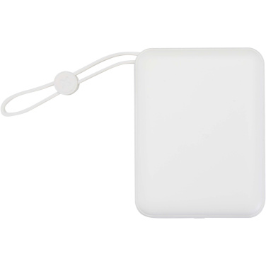 Logotrade presentreklam bild: Acrux 10 000 mAh 35 W powerbank för surfplattor med inbyggd Type-C-kabel – tillverkad av återvunnen plast